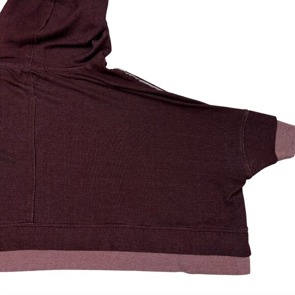 XS We the Free People Bonfire Hoodie Cropped Sweatshirt Fig Maroon Oversized Coz - Picture 10 of 11